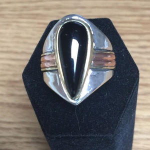 Silpada R3474 Black and Gold Ring Size 8 Sterling